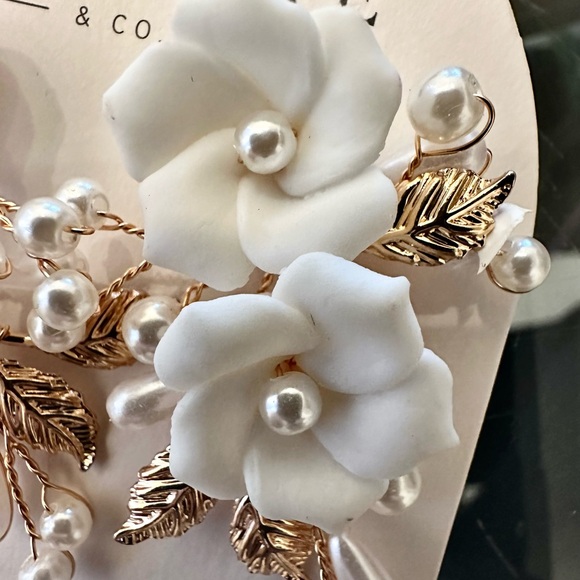 Macrame hand made earrings sterling silver post - Picture 2 of 3